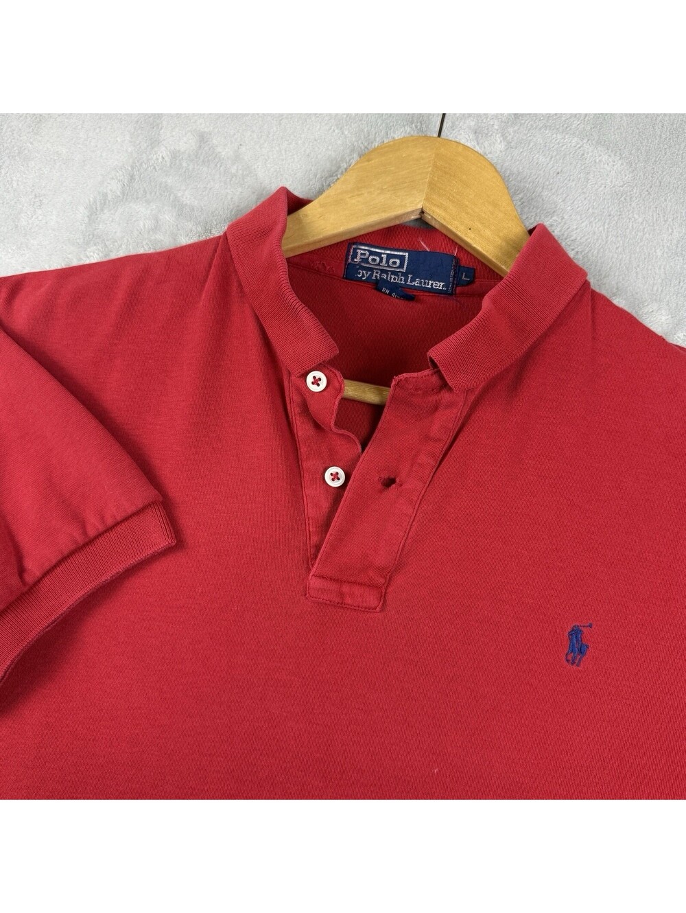 VTG Polo Ralph Lauren Men Polo Shirt Red Pony Size L Classic fit Business Casual